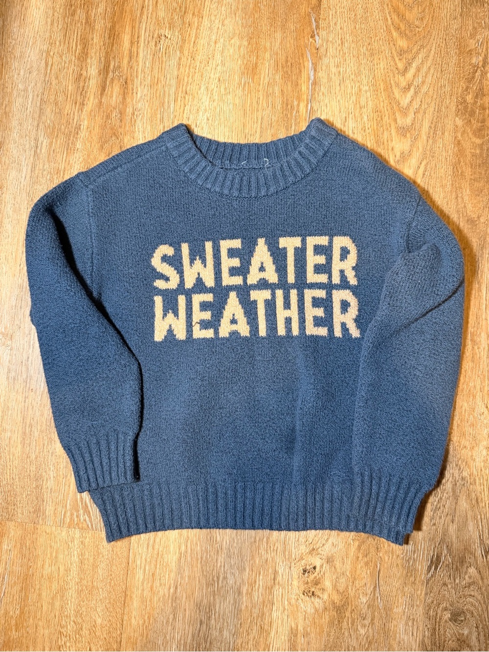 Kohl's Navy Crewneck Sweater with Cream 'SWEATER WEATHER' Lettering